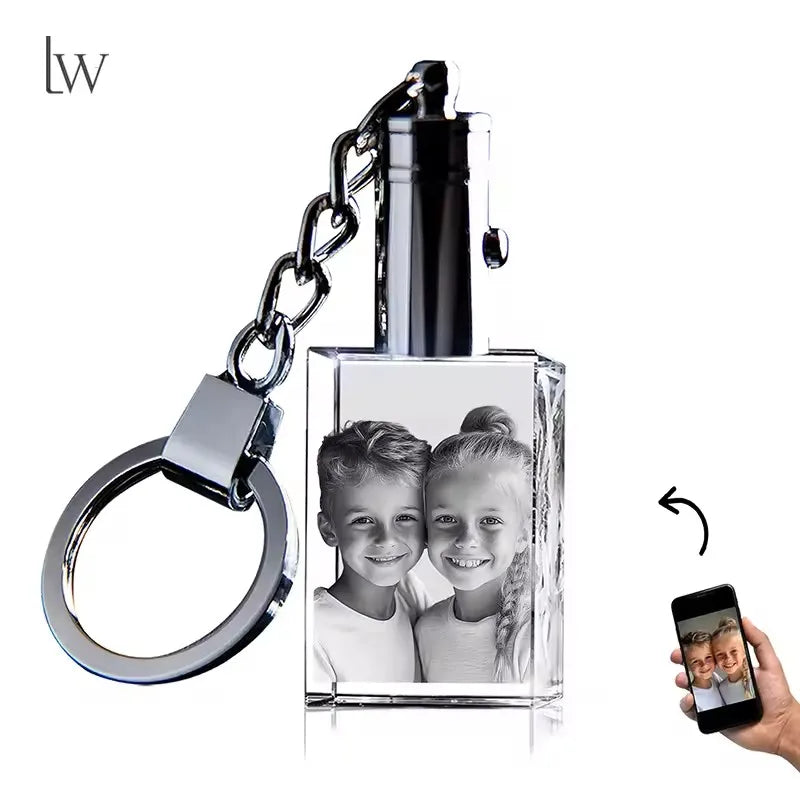 Personalized 3D Crystal Heart Photo Memorial Necklace