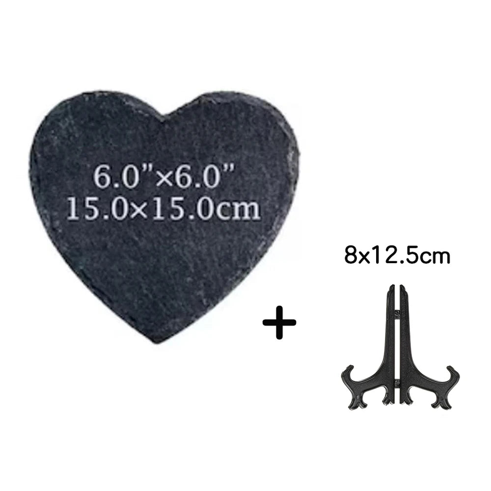Personalized Pet Memorial Slate Heart Stone Custom Photo Name Dog Cat Grave Marker Garden Headstone Plaque Keepsake PetLoss Gift