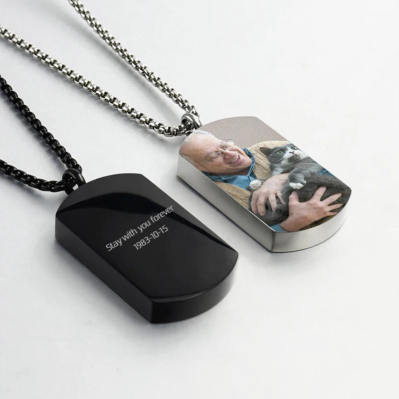 Personalized Photo Memorial Urn Necklace – Stainless Steel Ashes Keepsake