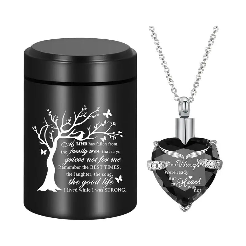 Forever Loved Pet Memorial Urn & Heart Necklace Set – Keepsake for Dog or Cat Ashes
