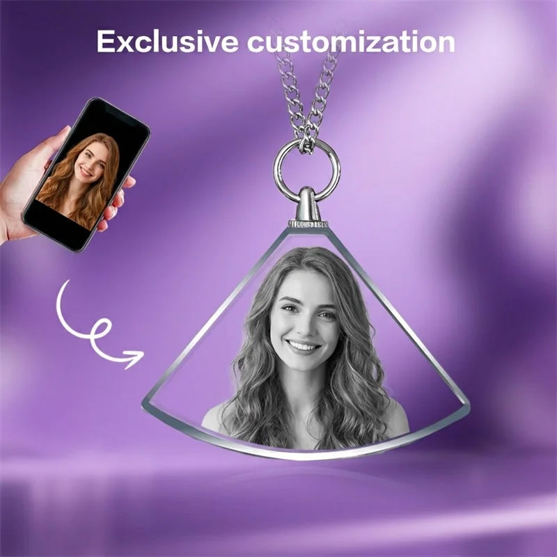 Personalized 3D Crystal Heart Photo Memorial Necklace