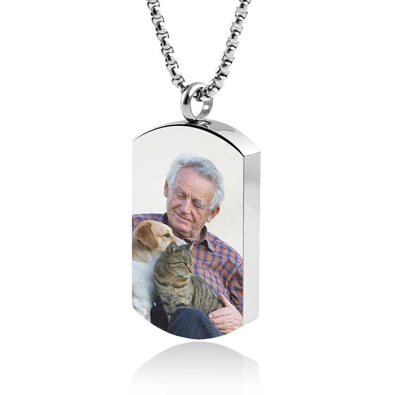 Personalized Photo Memorial Urn Necklace – Stainless Steel Ashes Keepsake