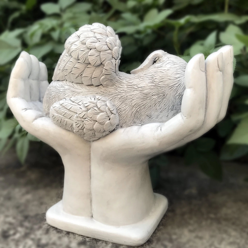 Personalized Dog Pet Grave Markers Memorial Angel Statue Stone with in God's Hands, Dog Pet Headstone Garden Stone