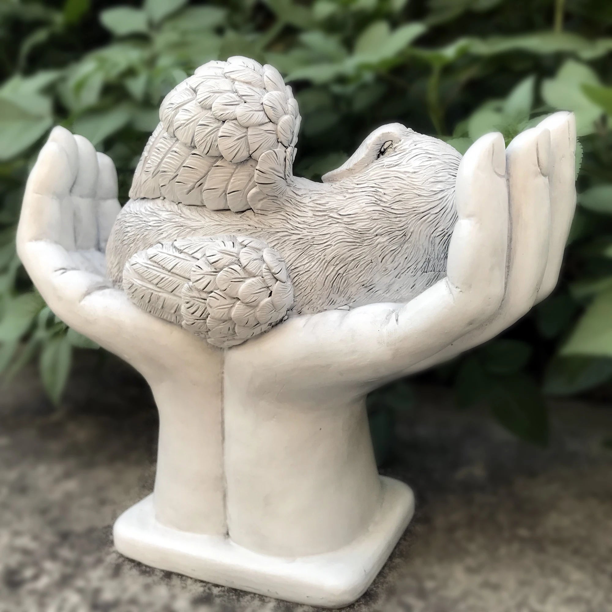 Personalized Dog Pet Grave Markers Memorial Angel Statue Stone with in God's Hands, Dog Pet Headstone Garden Stone