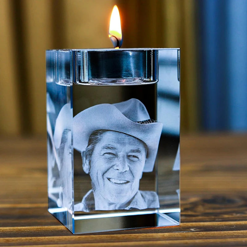 Personalized 3D Crystal Memorial Photo Candle Holder