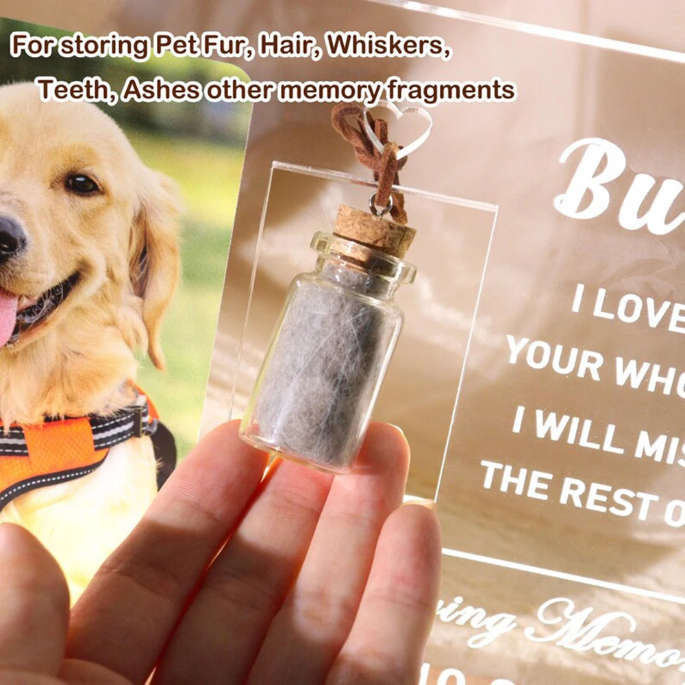 Custom Pet Memorial Acrylic Frame Pet Owner Dog Cat Fur Keepsake  Sympathy Gift for Pet Loss Remembrance Bereavement Keepsak