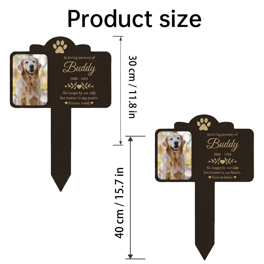 Custom Photo Pet Memorial Garden Stake, Personalized Engraved Text Pet Grave Marker, Dog Cat Loss Remembrance Tombstone Plaque