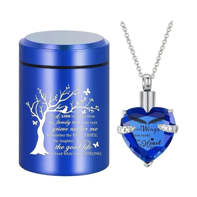 Forever Loved Pet Memorial Urn & Heart Necklace Set – Keepsake for Dog or Cat Ashes