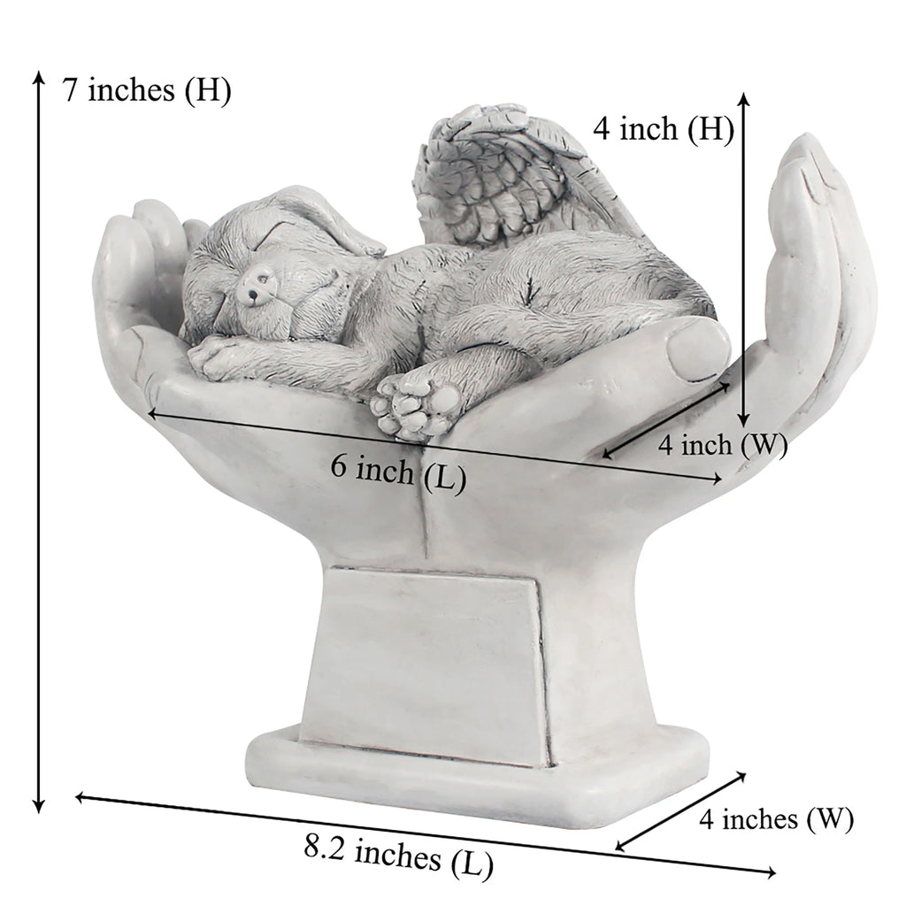 Personalized Dog Pet Grave Markers Memorial Angel Statue Stone with in God's Hands, Dog Pet Headstone Garden Stone