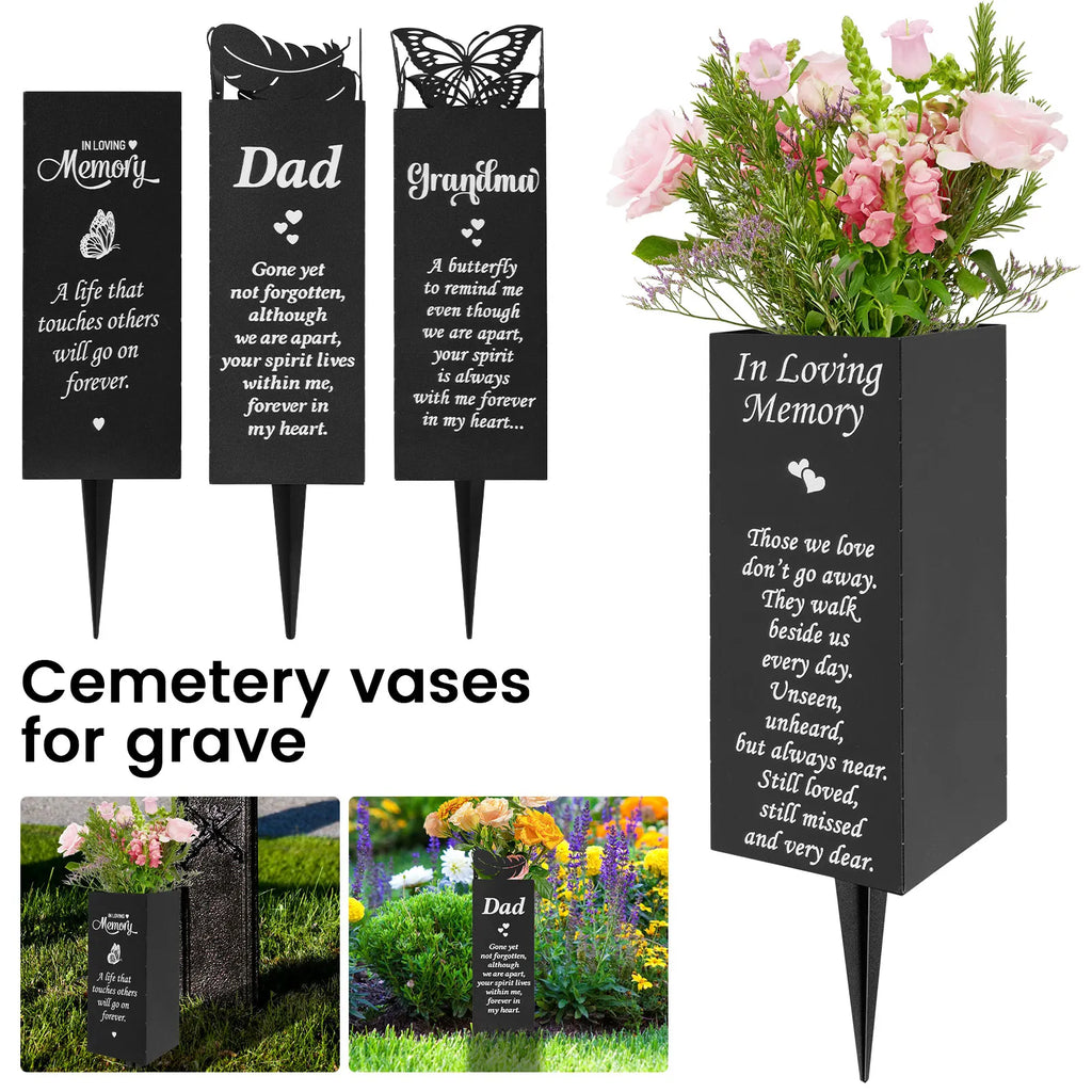 In Loving Memory Memorial Grave Vase – Cemetery Flower Holder with Ground Stake