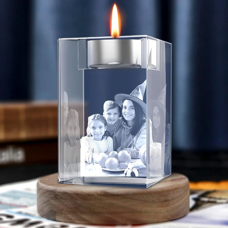 Personalized 3D Crystal Memorial Photo Candle Holder