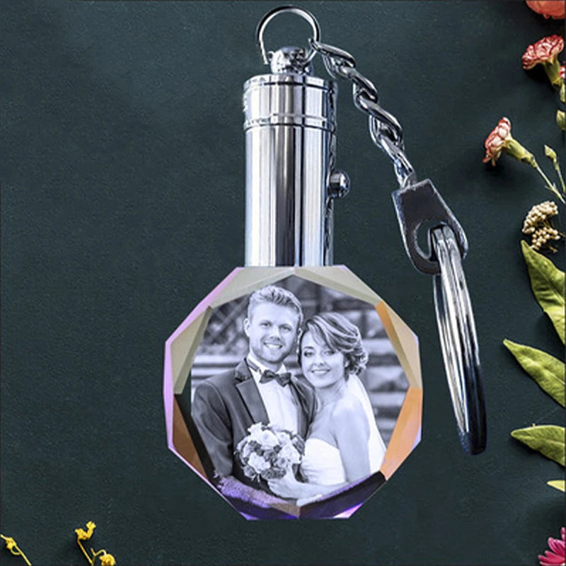 Personalized 3D Crystal Heart Photo Memorial Necklace