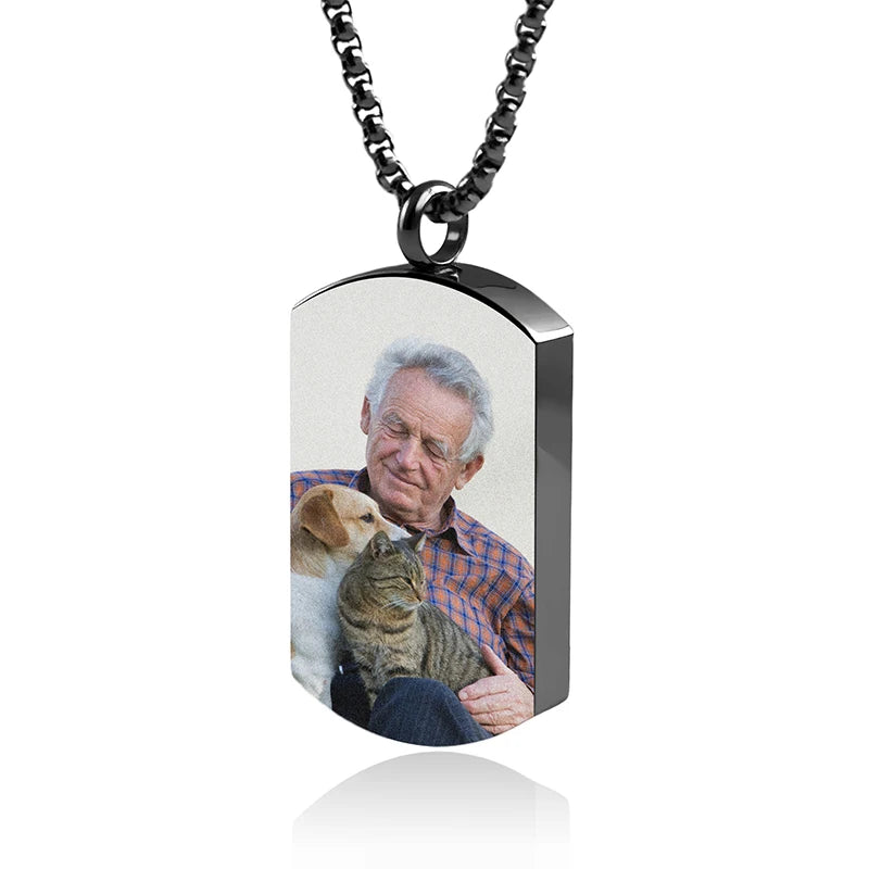 Personalized Photo Memorial Urn Necklace – Stainless Steel Ashes Keepsake