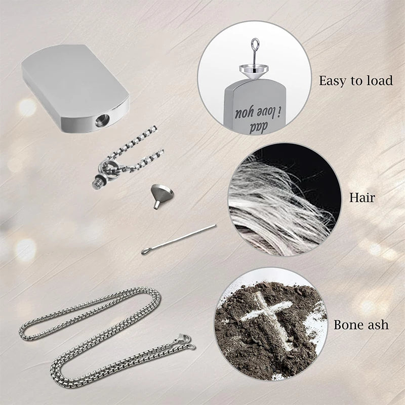 Personalized Photo Memorial Urn Necklace – Stainless Steel Ashes Keepsake