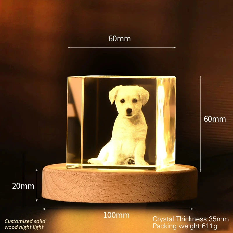 Personalized Crystal Heart Memorial Photo Keepsake with Lighted Base