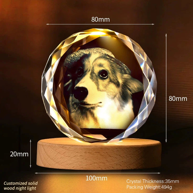 Personalized Crystal Heart Memorial Photo Keepsake with Lighted Base