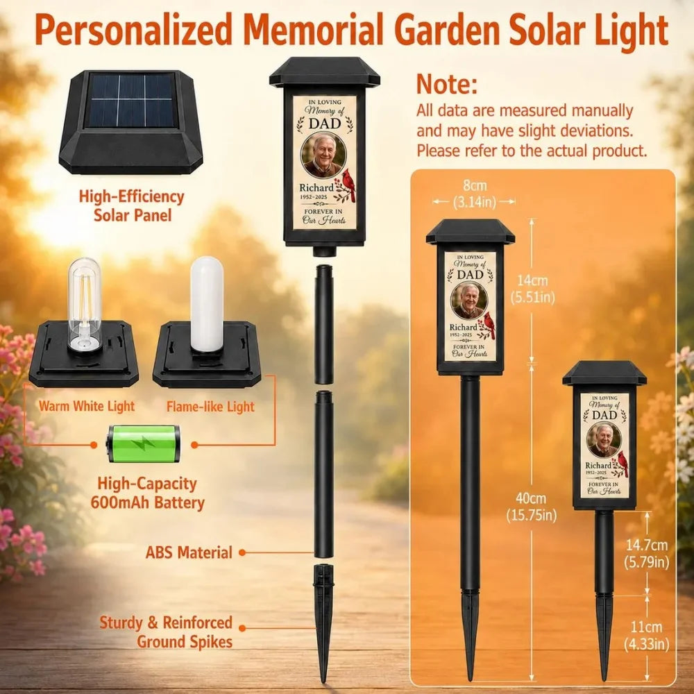 Personalized Memorial Solar Garden Light with Photo