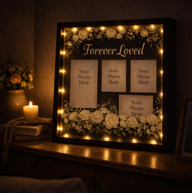 Forever Loved Memorial Shadow Box | Custom Photo Keepsake | Sympathy Remembrance Gift
