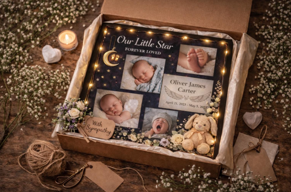 Our Little Star Baby Memorial Shadow Box | Custom Photo Keepsake | Infant Loss Sympathy Gift