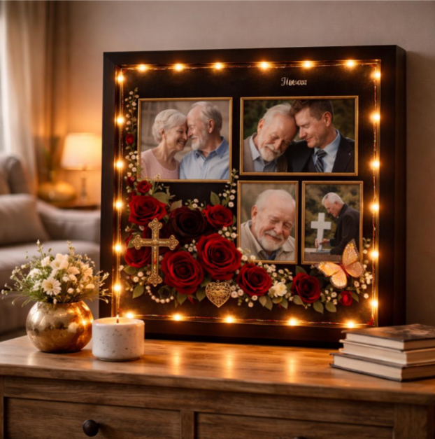 Personalized Memorial Shadow Box | Forever in Our Hearts Tribute | Custom Photo Keepsake