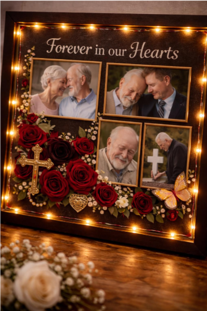 Personalized Memorial Shadow Box | Forever in Our Hearts Tribute | Custom Photo Keepsake