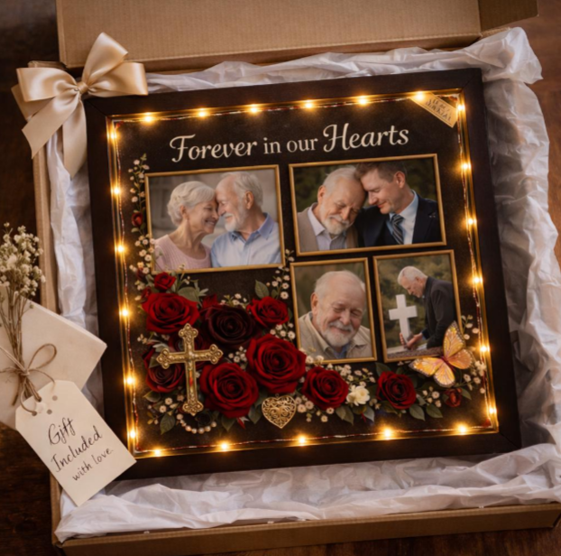 Personalized Memorial Shadow Box | Forever in Our Hearts Tribute | Custom Photo Keepsake