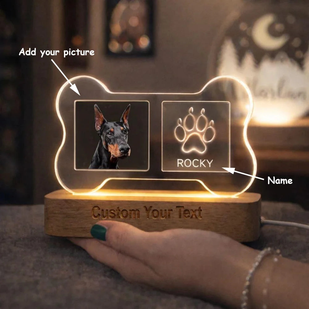 Personalized Pet Memorial Night Light – Custom Photo Remembrance Keepsake