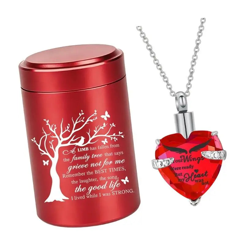 Forever Loved Pet Memorial Urn & Heart Necklace Set – Keepsake for Dog or Cat Ashes