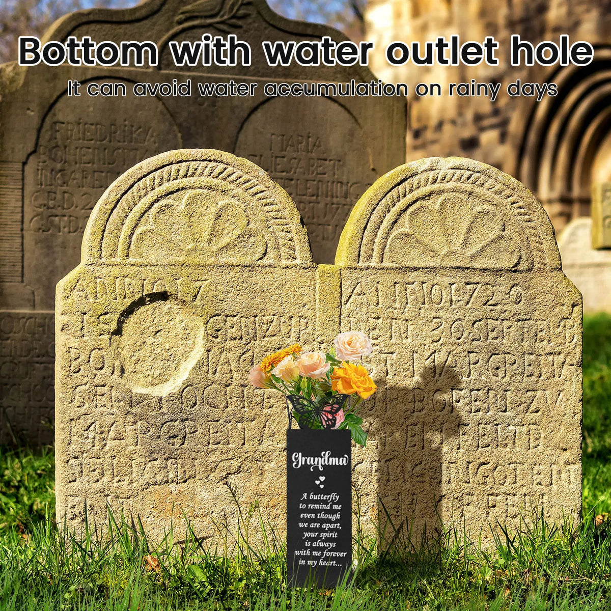 In Loving Memory Memorial Grave Vase – Cemetery Flower Holder with Ground Stake