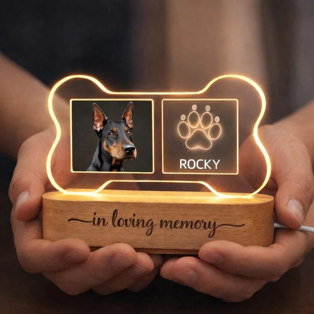 Personalized Pet Memorial Night Light – Custom Photo Remembrance Keepsake