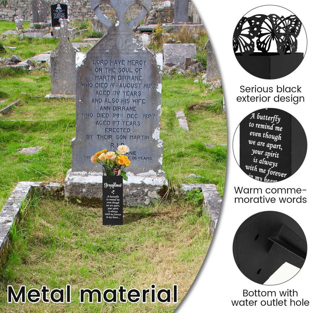 In Loving Memory Memorial Grave Vase – Cemetery Flower Holder with Ground Stake