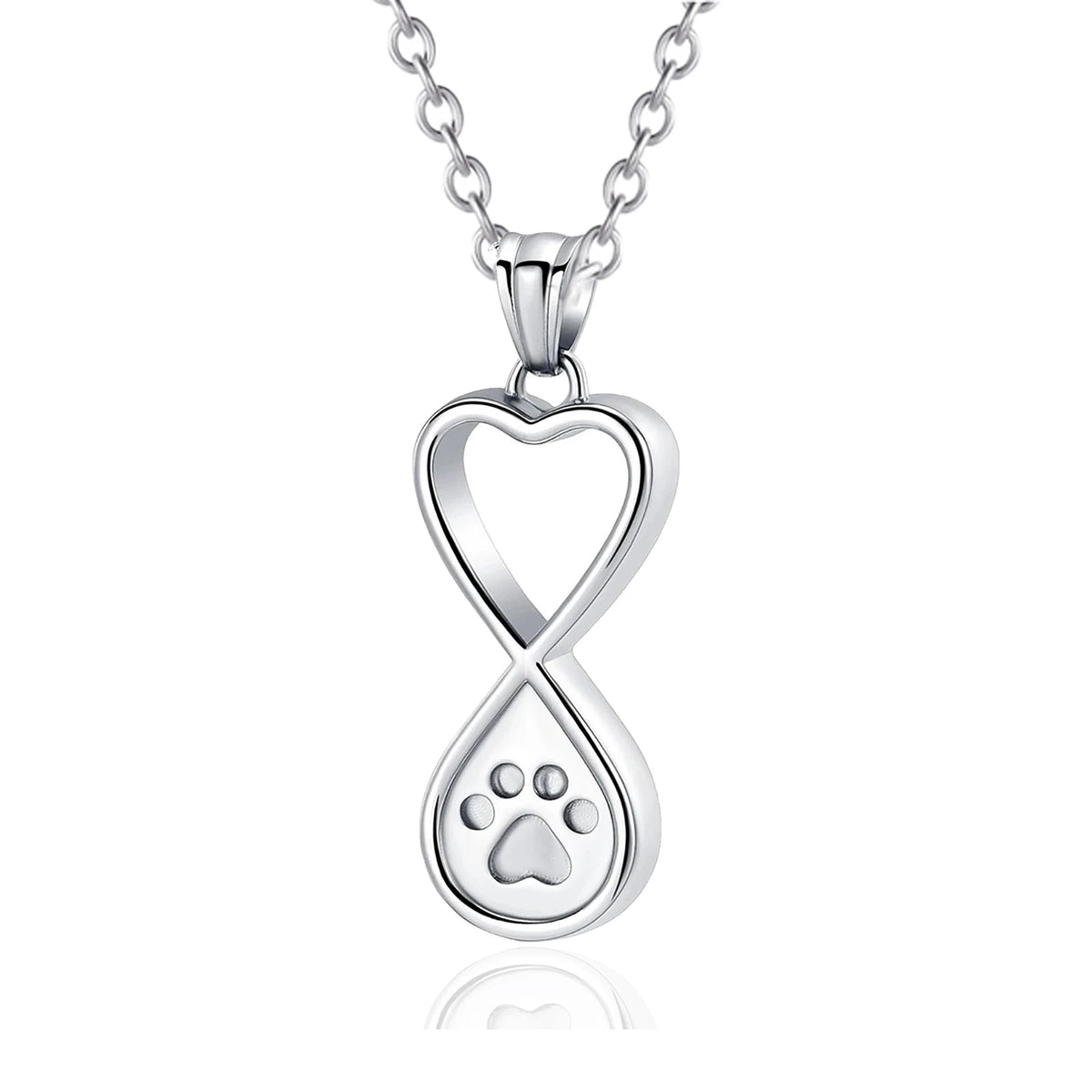 Forever in My Heart Pet Memorial Urn Necklace – Infinity Paw Print Ashes Pendant