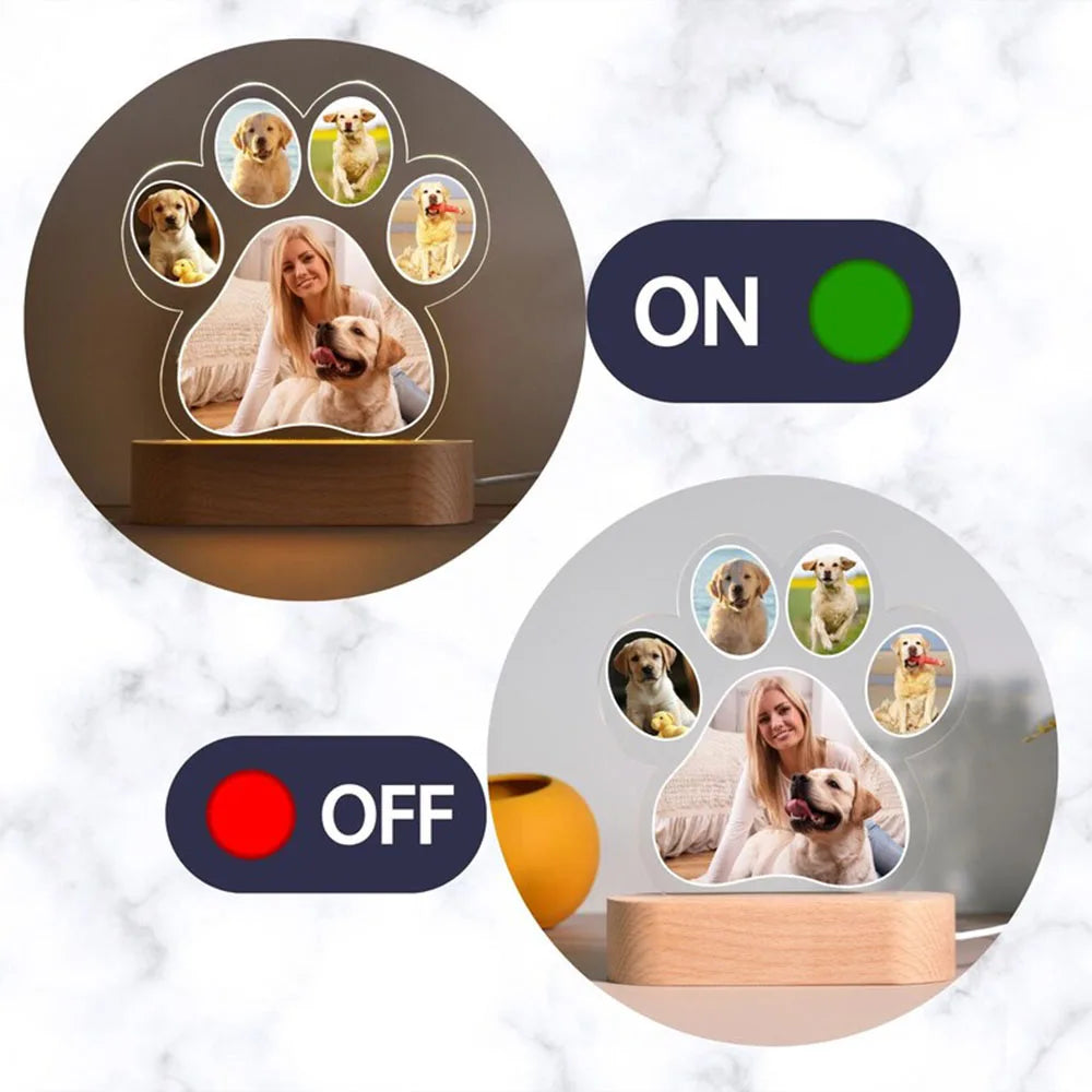 Personalized Pet Memorial Paw Print Photo Night Light