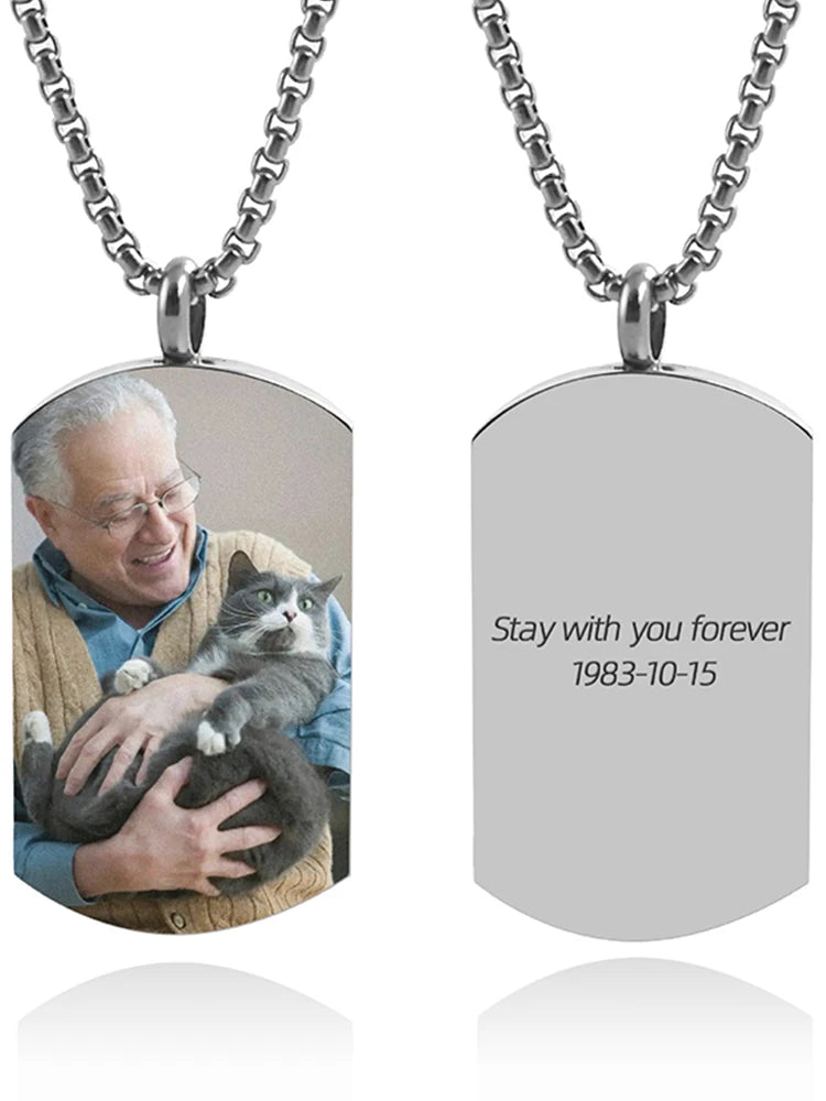 Personalized Photo Memorial Urn Necklace – Stainless Steel Ashes Keepsake