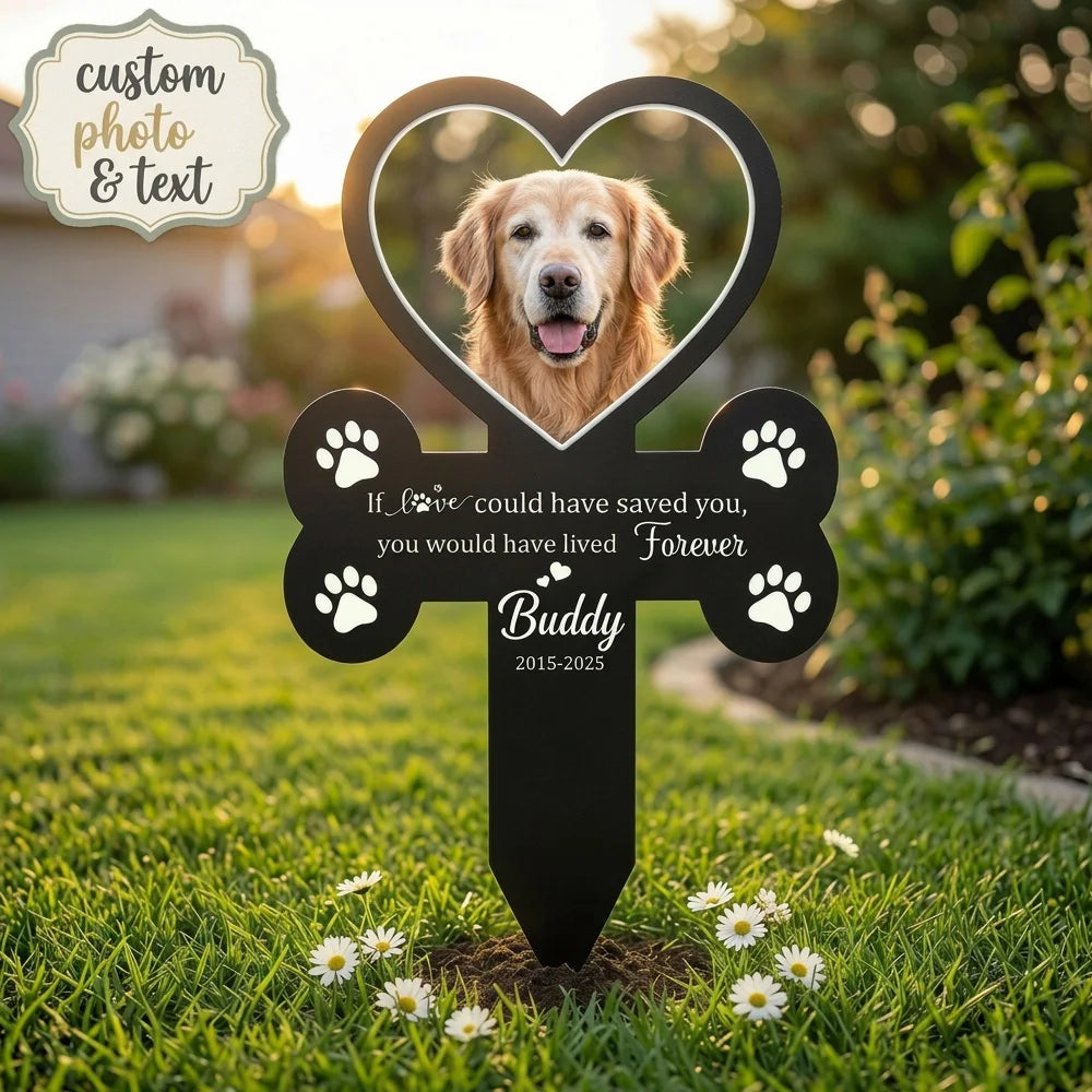 Personalized Picture Pet Grave Marker Stake, Engraved Name Date  Pet Memorial Tombstone Plaque, Sympathy Gift Loss of Dog Cat