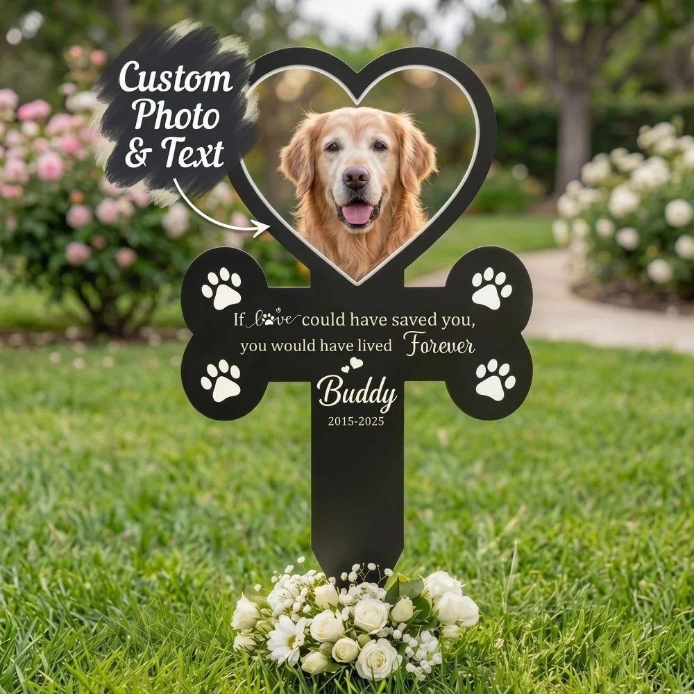 Personalized Picture Pet Grave Marker Stake, Engraved Name Date  Pet Memorial Tombstone Plaque, Sympathy Gift Loss of Dog Cat