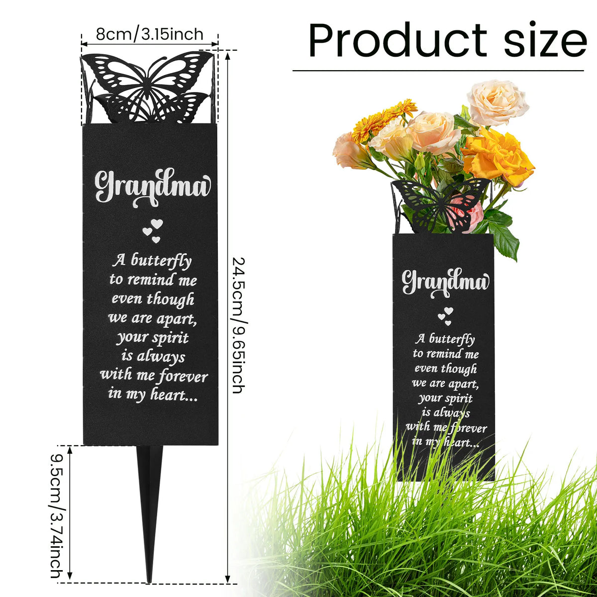 In Loving Memory Memorial Grave Vase – Cemetery Flower Holder with Ground Stake