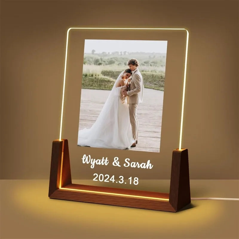 Custom Acrylic Photo Night Light Personalized Pattern Memorial Ornament Gift for Couples Parents Best Friends Girlfriend