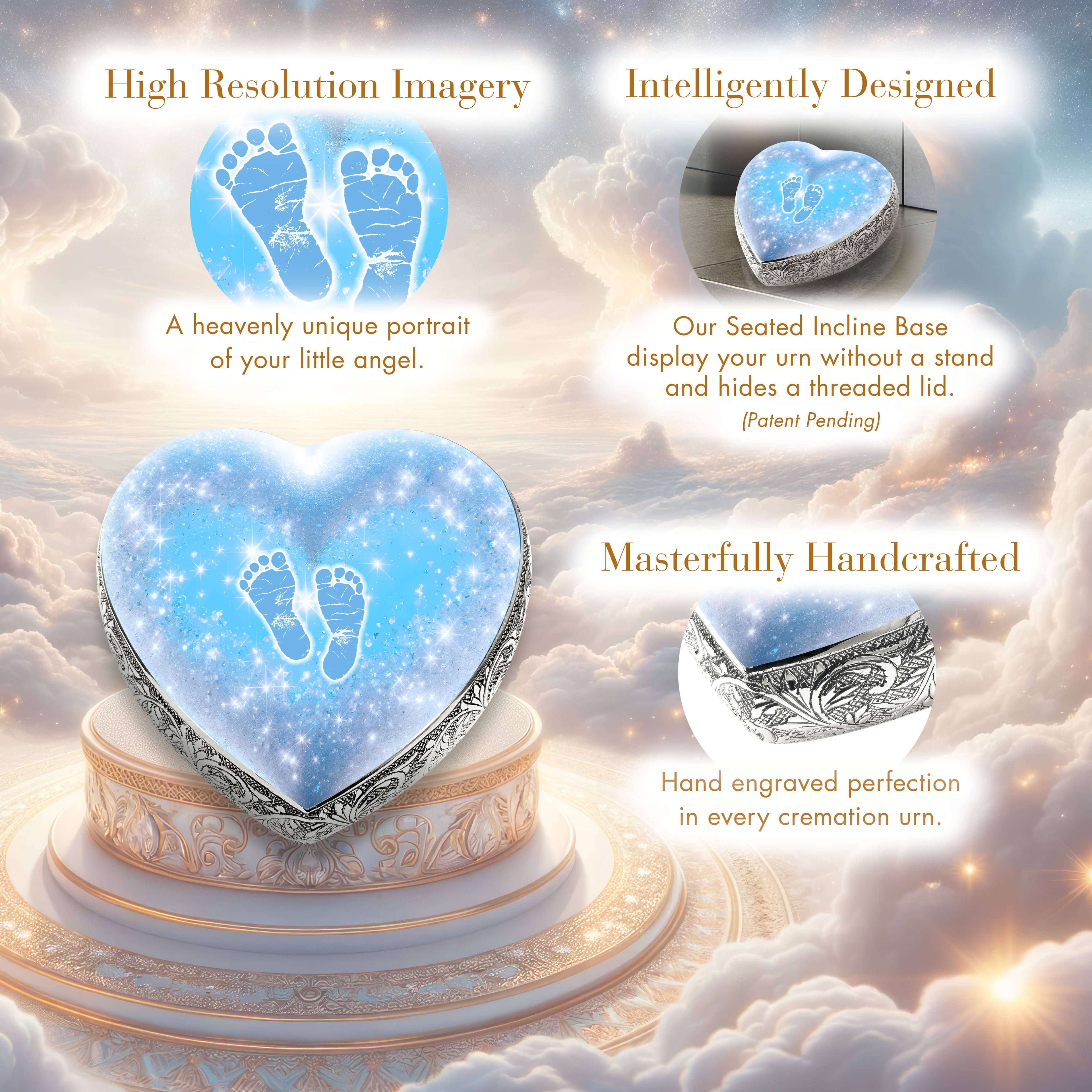Blue Footprints Baby or Child Cremation Urn