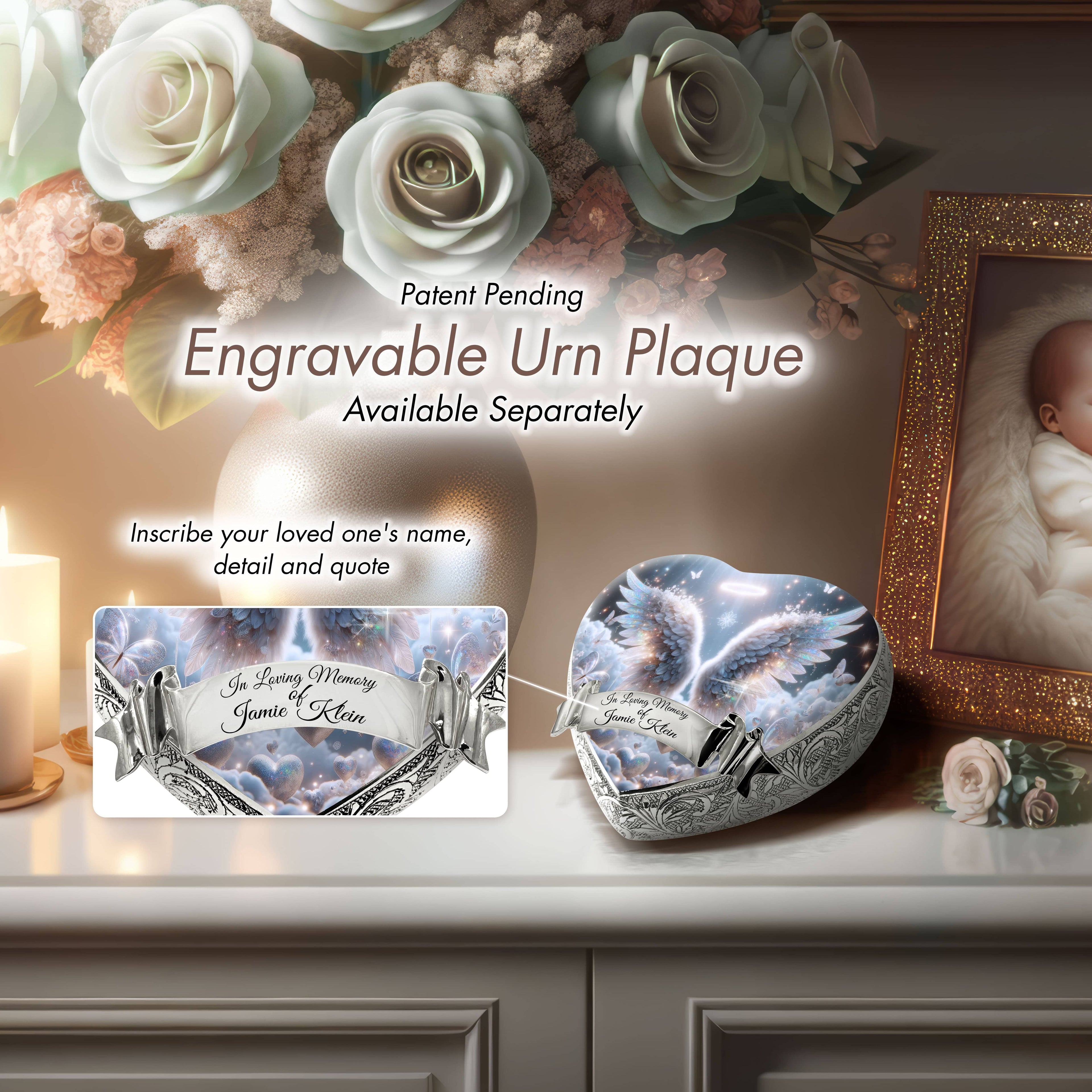 White Free Angel Baby or Child Cremation Urn