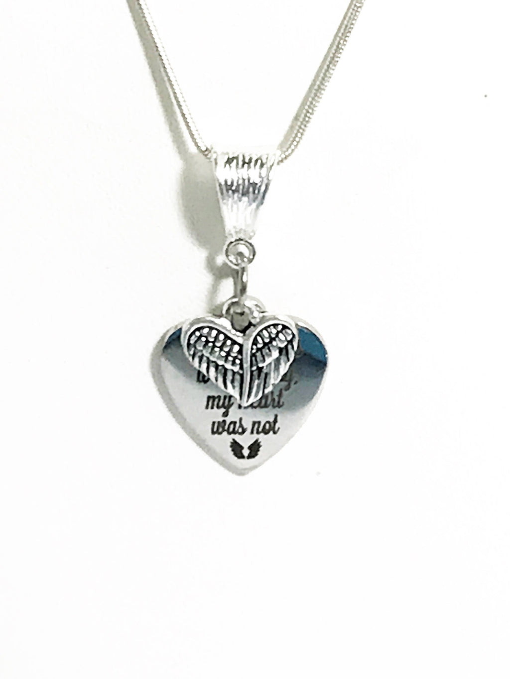 Your Wings Were Ready My Heart Was Not Heart Pendant on Silver Chain Necklace, Remembrance Necklace, Angel Wings, Sympathy Gift