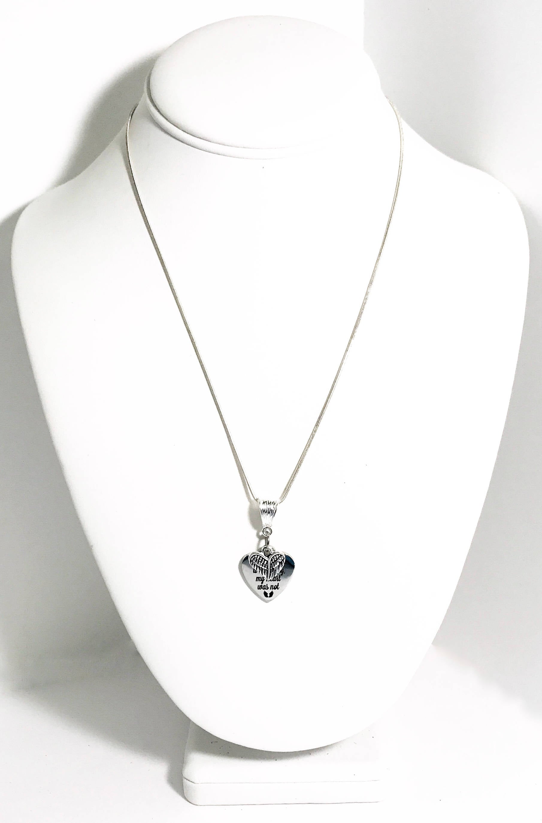 Your Wings Were Ready My Heart Was Not Heart Pendant on Silver Chain Necklace, Remembrance Necklace, Angel Wings, Sympathy Gift