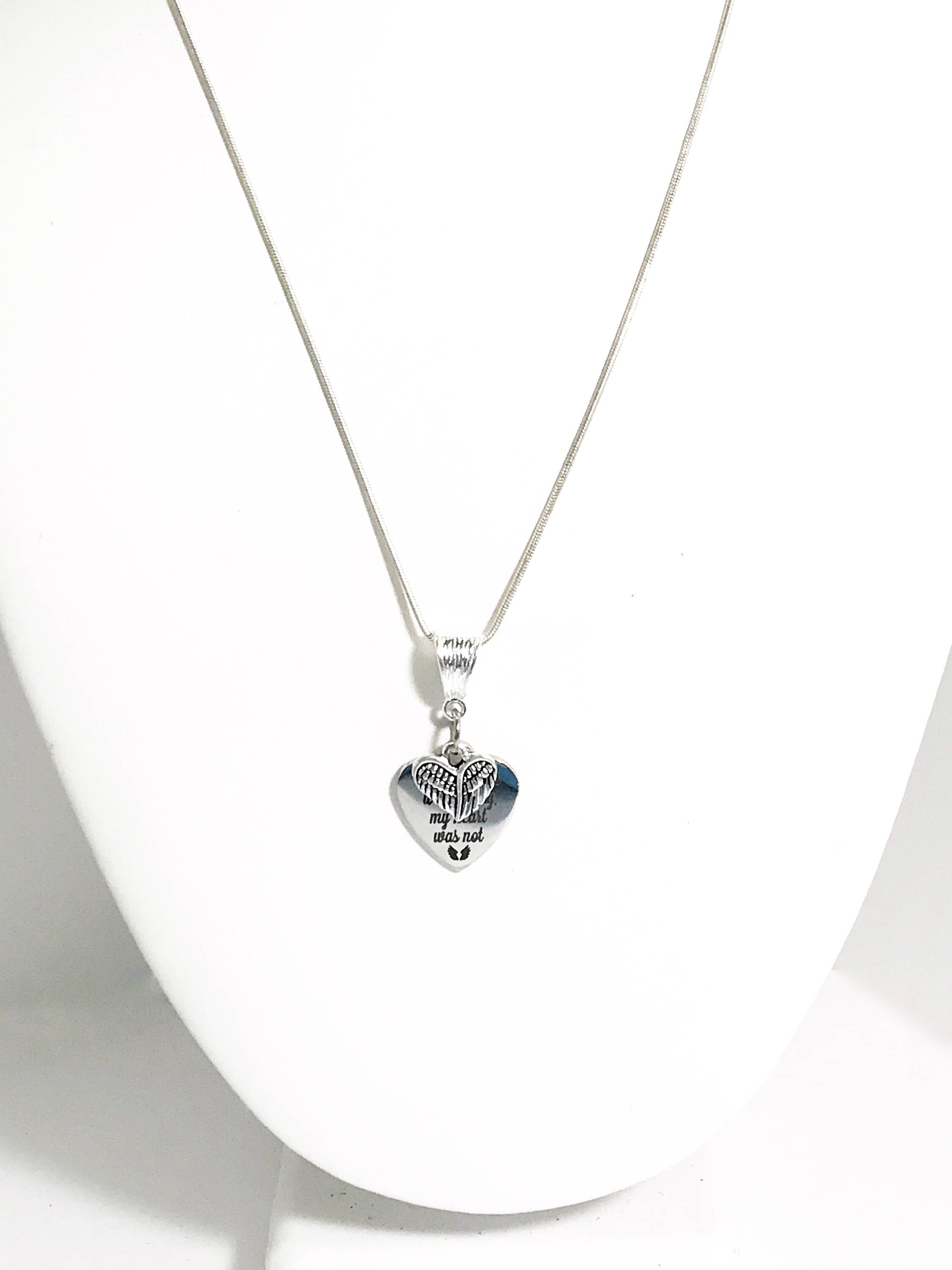 Your Wings Were Ready My Heart Was Not Heart Pendant on Silver Chain Necklace, Remembrance Necklace, Angel Wings, Sympathy Gift